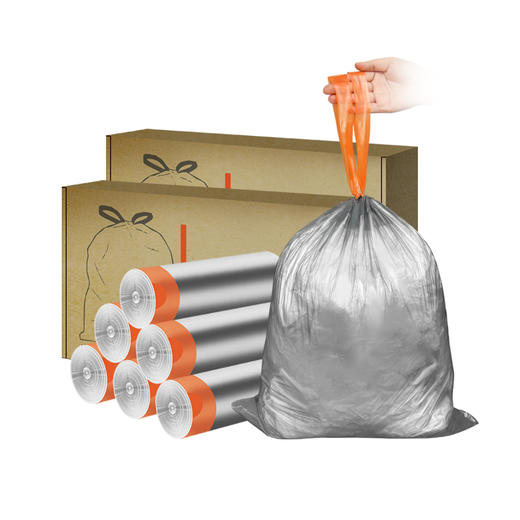 加厚e洁自动收口免撕手提穿绳厨房家用垃圾袋150只 商品图4