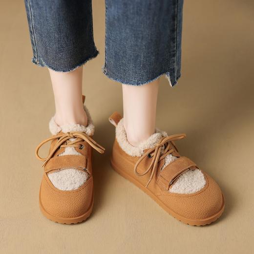 ZHR休闲鞋女2023年秋冬新款潮流休闲百搭保暖魔术贴平底毛毛棉鞋 商品图11