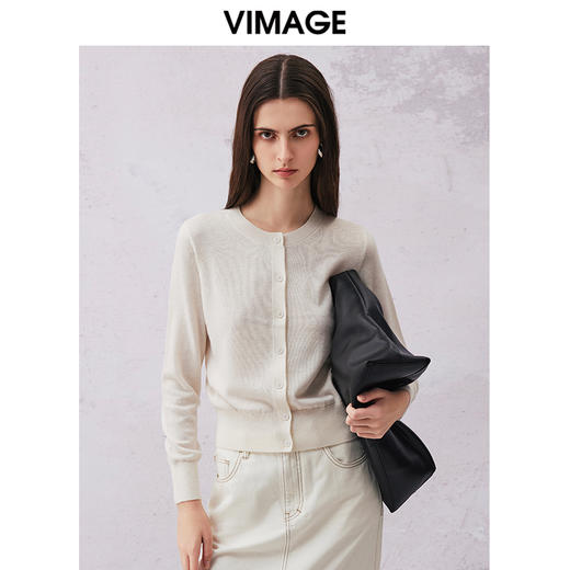 VIMAGE纬漫纪春季新款通勤气质显瘦纯色针织衫V2101718 商品图2