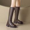 ZHR厚底长筒靴女骑士靴马丁靴女皮靴长靴子2023新款秋冬不过膝靴 商品缩略图3
