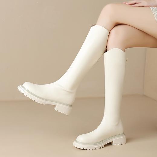 ZHR马丁靴V口骑士靴女2023秋冬新款黑色厚底长筒靴小个子瘦瘦靴子 商品图5