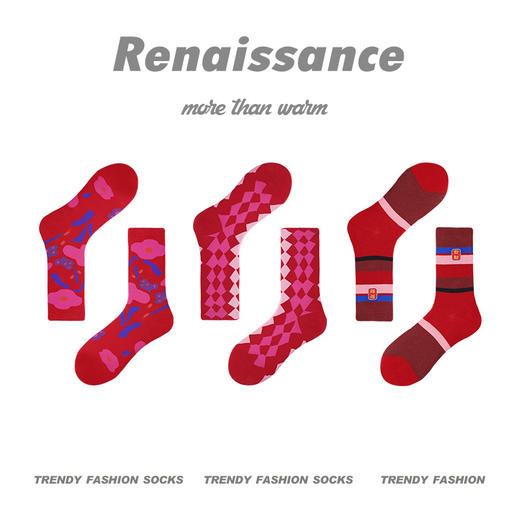 【龙重登场！新年大红袜】文艺复兴原创红色本命年红袜子三双礼盒装，龙年卡通中筒新款袜子女，穿红变红 祝你好运一整年 商品图7