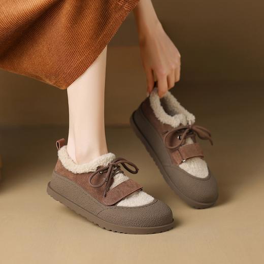 ZHR休闲鞋女2023年秋冬新款潮流休闲百搭保暖魔术贴平底毛毛棉鞋 商品图6