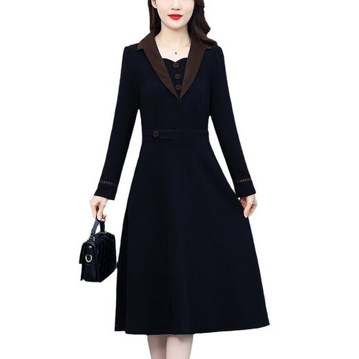 NYL- 6003黑色连衣裙女2023秋季新款时尚洋气新中式轻奢显瘦中长款 商品图4