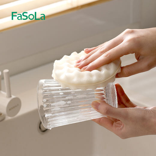 FaSoLa洗碗擦海绵刷厨房清洁擦百洁布双面清洁家用吸盘刷碗神器 商品图6