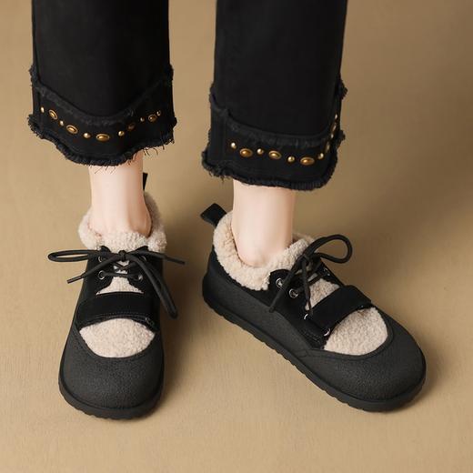ZHR休闲鞋女2023年秋冬新款潮流休闲百搭保暖魔术贴平底毛毛棉鞋 商品图2