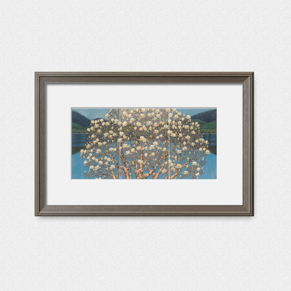 祝大年综合版画《玉兰花开》