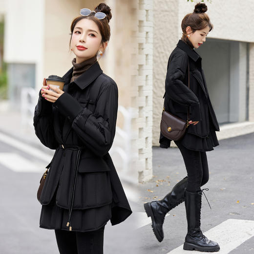 纯色简约，定制面料超显瘦90白鸭绒收腰羽绒服HR-BX2366 商品图1