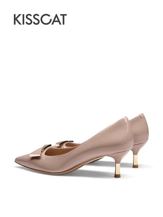 接吻猫新款通勤高跟鞋金属感优雅拼接饰扣尖头细跟单鞋女 商品图2