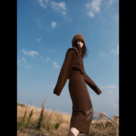 UMILAB【期待】穿搭万金油100%羊毛百搭显瘦开衫/帽衫/半裙BE166W 商品图0