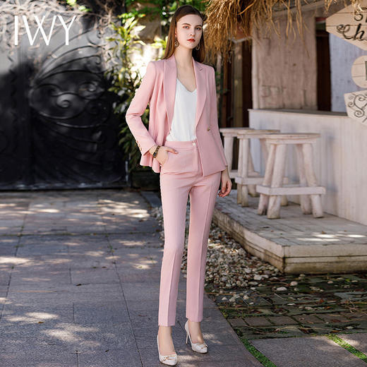 IWY/气质玫瑰粉西装裙女秋冬高端美容师珠宝设计工作服正装CP1880 商品图1