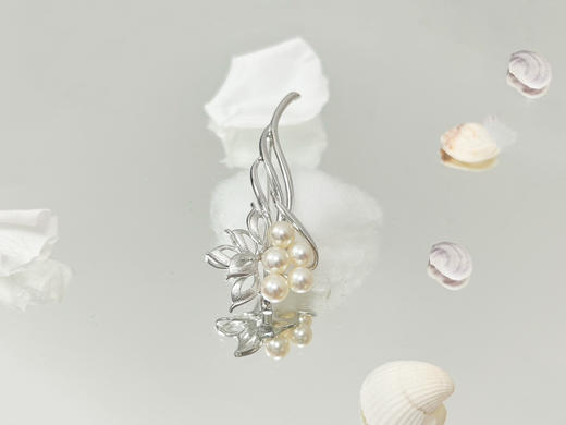 「羽」Akoya珍珠银胸针 商品图0