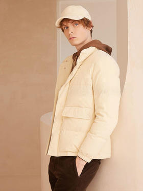 callisto米色聚酯纤维短款羽绒服 FRFED009Y