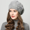 雀说 百搭兔毛针织毛线帽女加厚加绒保暖护耳套头贝雷帽LQM-554-1 商品缩略图0