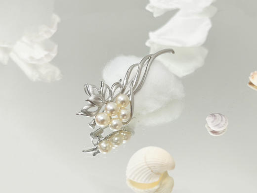 「羽」Akoya珍珠银胸针 商品图1