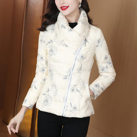 AHM- xwf8646加厚保暖复古印花高领棉衣2023冬季新款时尚优雅百搭休闲短款外套