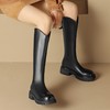 ZHR厚底长筒靴加绒保暖女靴2023复古美拉德不过膝瘦瘦靴V口骑士靴 商品缩略图3
