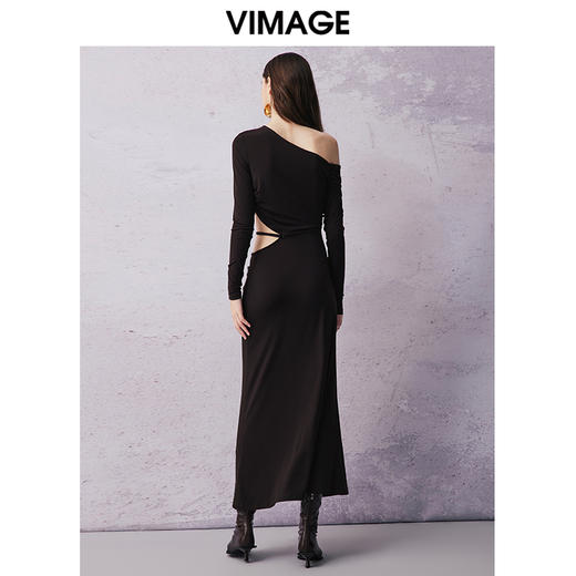 VIMAGE纬漫纪春季新款设计感小众收腰气质连衣裙V2177704 商品图4