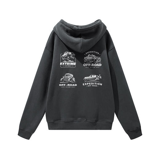 自由基地男士潮流落肩款卫衣越野图案设计印花连帽套头抓绒加厚衫 NMT-2088 商品图3