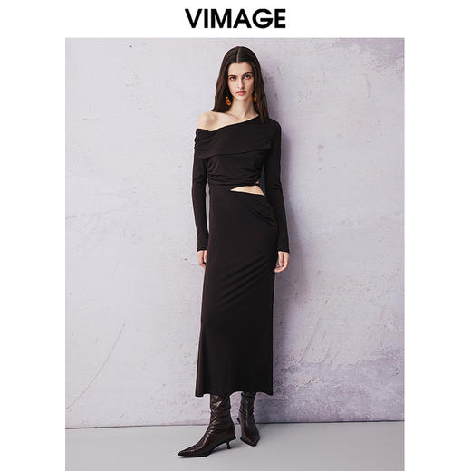 VIMAGE纬漫纪春季新款设计感小众收腰气质连衣裙V2177704 商品图1