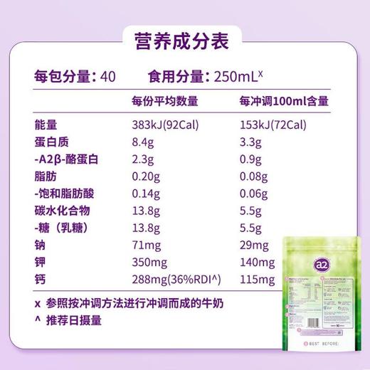 a2奶粉 脱脂奶粉高钙成人奶粉1kg/袋 商品图4