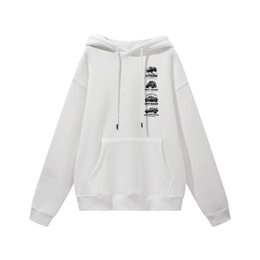 自由基地男士潮流落肩款卫衣越野图案设计印花连帽套头抓绒加厚衫 NMT-2088 商品图2