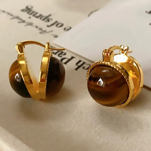 【双12嗨购节】【全球购·花少同款】BAOFANDI虎眼石系列秋冬美拉德 中古虎眼石耳饰套装S925银针防过敏 虎眼石多宝拼色套装 拼色巴洛克珍珠项链·国庆现货开抢 商品图7