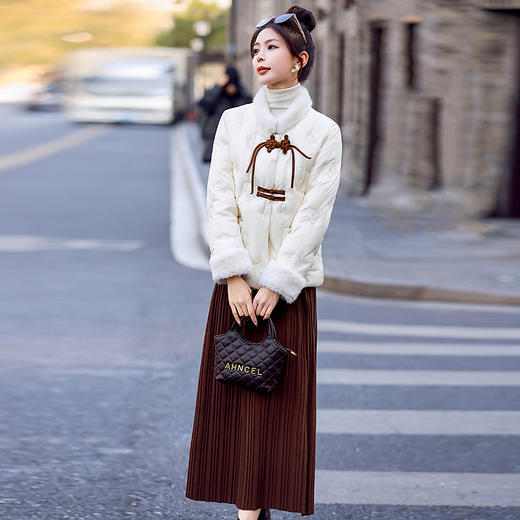 冬季新款，白鸭绒时尚潮流中式复古绣花毛领羽绒服HR-DMGY512 商品图3