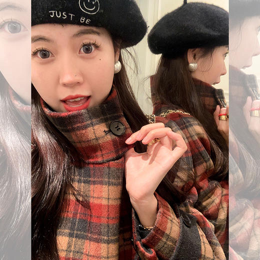 <曾小咸推荐> 【浪漫续杯】红色格子大衣 商品图1