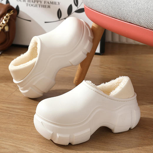 【防水防污易打理❗️厚底增高棉鞋】包跟加绒棉拖鞋女厚底增高防水家居拖鞋秋冬新款毛毛拖鞋 商品图2