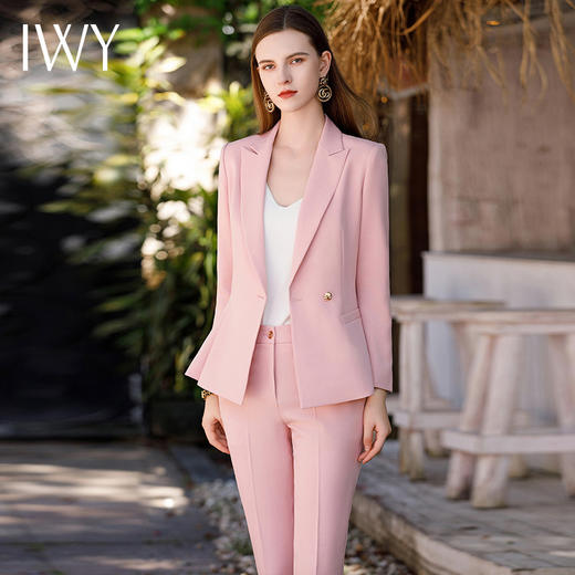 IWY/气质玫瑰粉西装裙女秋冬高端美容师珠宝设计工作服正装CP1880 商品图3
