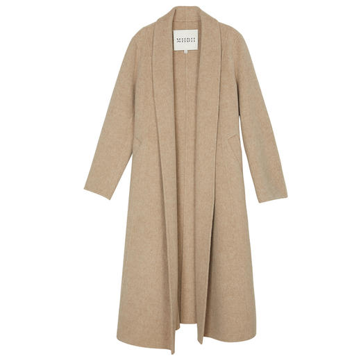 谜底羊毛呢大衣女2023冬新品极简风气质翻驳领长款呢子234GD1509 商品图4