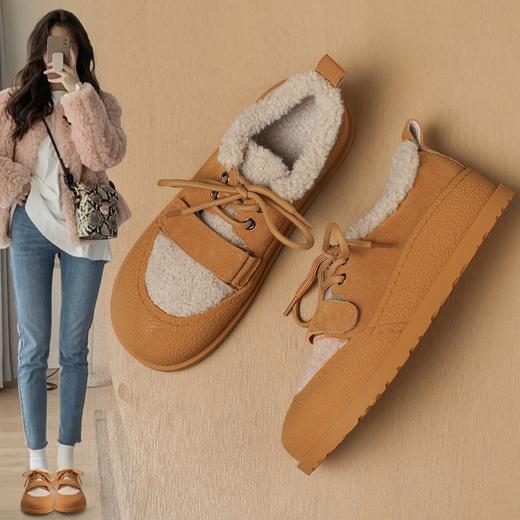 ZHR休闲鞋女2023年秋冬新款潮流休闲百搭保暖魔术贴平底毛毛棉鞋 商品图8