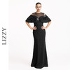 LIZZY优雅轻奢斗篷袖修身显瘦黑色礼服宴会婚庆派对长款连衣裙7194 商品缩略图1