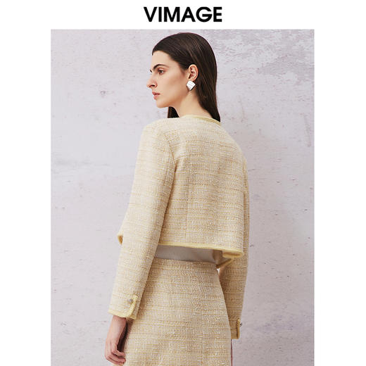 VIMAGE纬漫纪春季新款气质高级感小香风显瘦短外套V2103702 商品图4