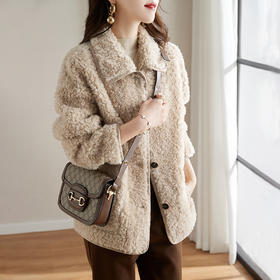 AHM-tywf8207韩系温柔风羊剪绒大衣2023冬季新款时尚百搭保暖小个子羊羔毛外套
