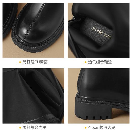 ZHR厚底长筒靴加绒保暖女靴2023复古美拉德不过膝瘦瘦靴V口骑士靴 商品图13