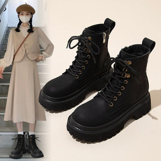 ZHR大黄蜂马丁靴女2023新款马丁靴厚底靴子女冬季加绒英伦小短靴 商品图5