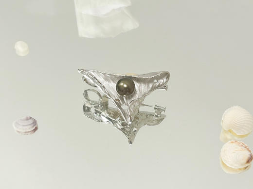 「几何」大溪地珍珠银胸针 商品图1