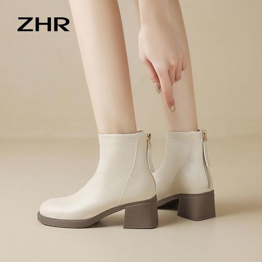 ZHR马丁靴女2023新款冬季法式小短靴瘦瘦靴小个子女靴加绒时装靴 商品图6