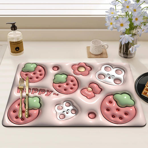 【Q弹柔软！环保亲肤】浴室防滑垫厕所卫生间地垫脚垫3D立体感膨胀小花软硅藻泥吸水地垫，纹理防滑设计，让你无需担心湿滑。ry 商品图6