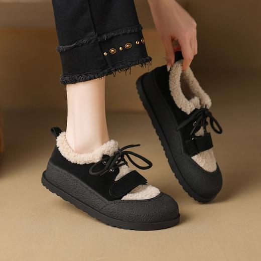 ZHR休闲鞋女2023年秋冬新款潮流休闲百搭保暖魔术贴平底毛毛棉鞋 商品图1