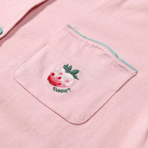 都市丽人生活家居春夏睡衣女单面无尘棉家居服薄款短袖长裤女士套装新年本命年红品LH40A2 商品图9