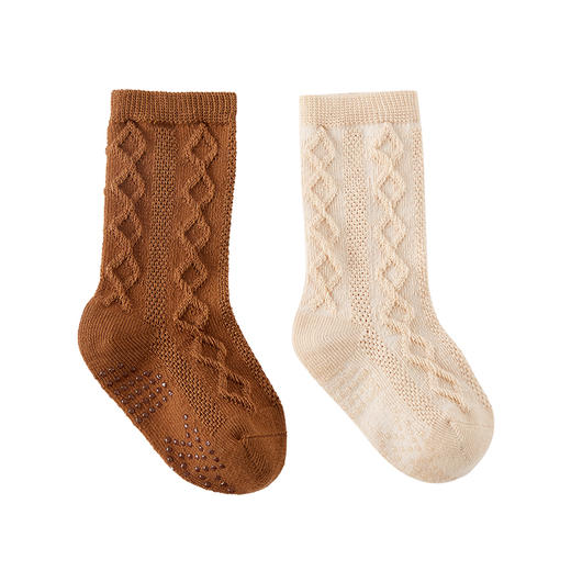 英氏婴儿长筒袜男女宝宝纯棉透气四季款提花花纹袜子YIWJJ02134A 商品图4