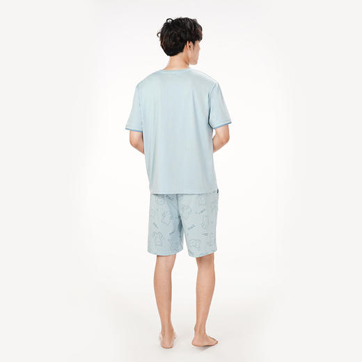 都市丽人亲情蜜语都市锋尚舒适外出春夏睡衣男凉感无尘棉家居服薄款短袖短裤男士套装FH49A1 商品图8