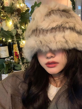 雀说 兔毛针织毛绒帽女秋冬渔夫帽大头围显脸小毛线帽子3ZF-120503