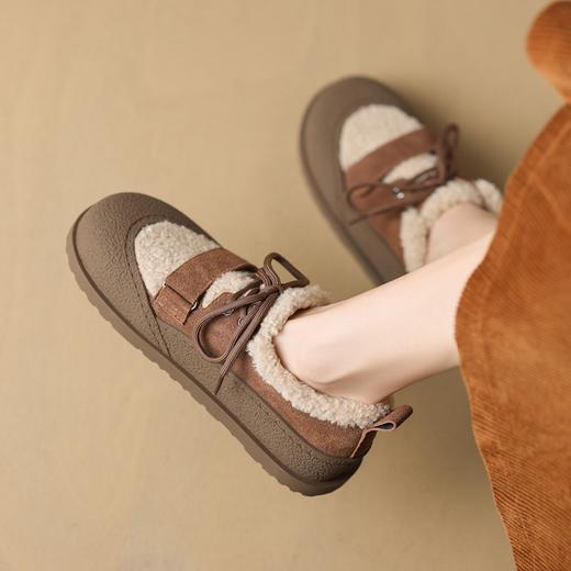 ZHR休闲鞋女2023年秋冬新款潮流休闲百搭保暖魔术贴平底毛毛棉鞋 商品图7