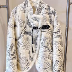 AHM- ymy5020新中式白色刺绣唐装棉服女2023冬季新款时尚高级感保暖国风外套