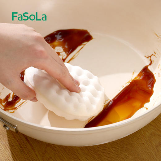 FaSoLa洗碗擦海绵刷厨房清洁擦百洁布双面清洁家用吸盘刷碗神器 商品图10