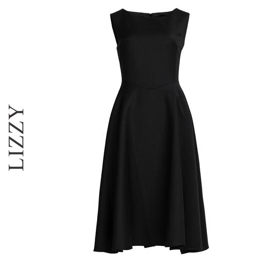 LIZZY 早秋 优雅赫本风收腰小黑裙无袖大摆立体裁剪通勤商务羊毛连衣裙7908 商品图5